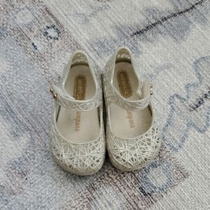 Mini Melissa Baby Girls Campana Glitter Mary Jane Shoes Sz5